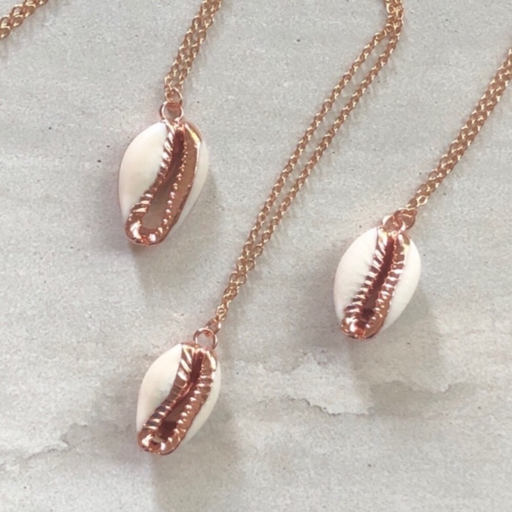 Rose Gold Cowrie Shell Necklace - Picture 6 of 9